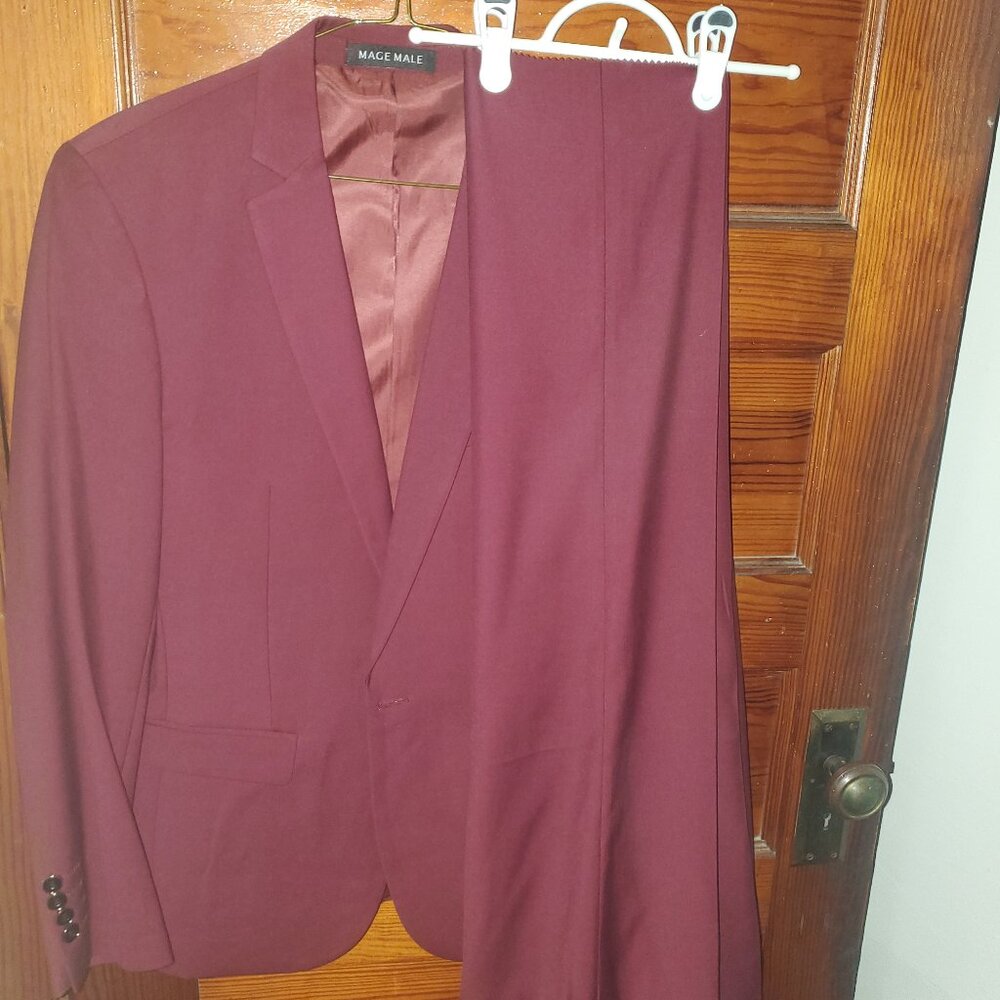 Two Piece, Wine Red Mage-Male Men's Suit